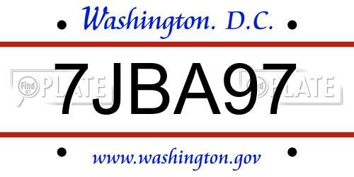 7JBA97 District Of Columbia License Plate