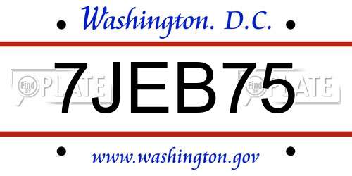 7JEB75 District Of Columbia License Plate