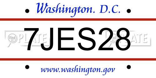 7JES28 District Of Columbia License Plate