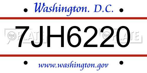 7JH6220 District Of Columbia License Plate