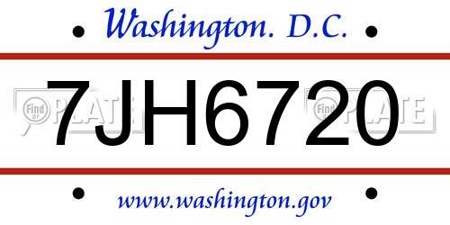 7JH6720 District Of Columbia License Plate