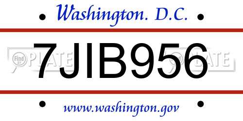 7JIB956 District Of Columbia License Plate