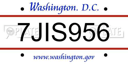 7JIS956 District Of Columbia License Plate