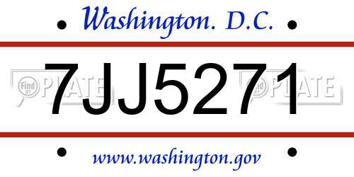 7JJ5271 District Of Columbia License Plate