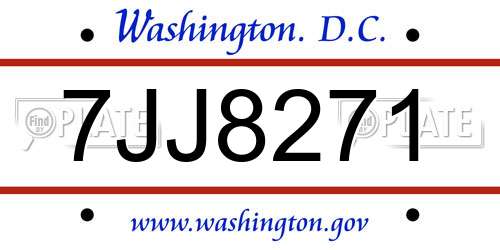 7JJ8271 District Of Columbia License Plate