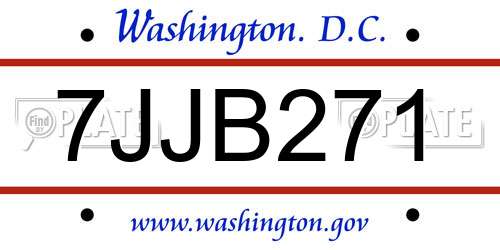 7JJB271 District Of Columbia License Plate