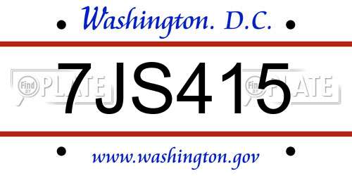 7JS415 District Of Columbia License Plate