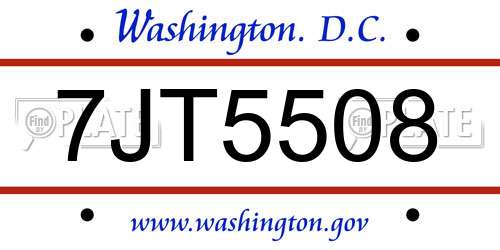 7JT5508 District Of Columbia License Plate