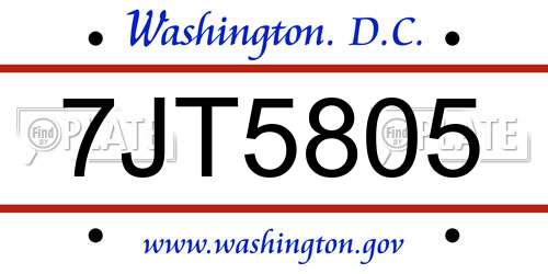 7JT5805 District Of Columbia License Plate