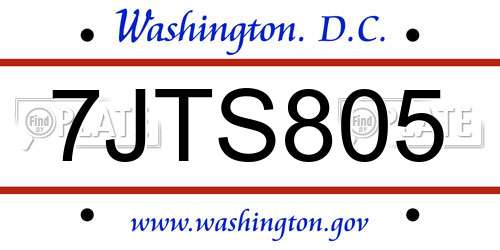 7JTS805 District Of Columbia License Plate