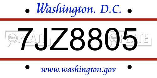 7JZ8805 District Of Columbia License Plate