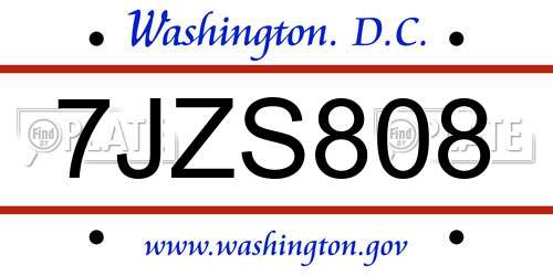 7JZS808 District Of Columbia License Plate