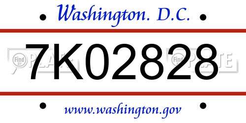 7K02828 District Of Columbia License Plate