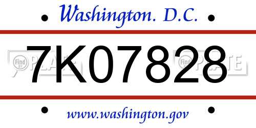 7K07828 District Of Columbia License Plate