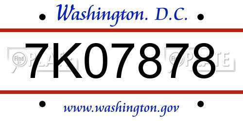 7K07878 District Of Columbia License Plate