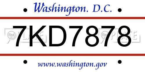 7KD7878 District Of Columbia License Plate