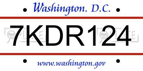 7KDR124 District Of Columbia License Plate