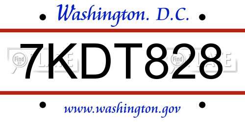 7KDT828 District Of Columbia License Plate