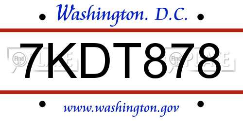 7KDT878 District Of Columbia License Plate