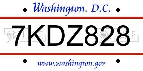 7KDZ828 District Of Columbia License Plate