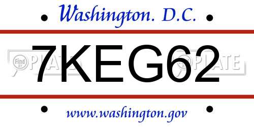 7KEG62 District Of Columbia License Plate