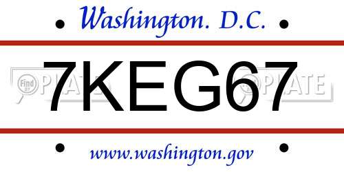 7KEG67 District Of Columbia License Plate