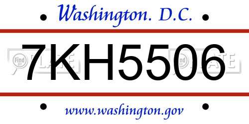 7KH5506 District Of Columbia License Plate