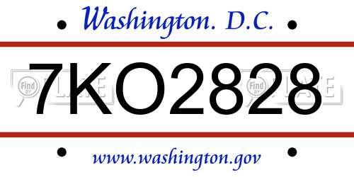 7KO2828 District Of Columbia License Plate