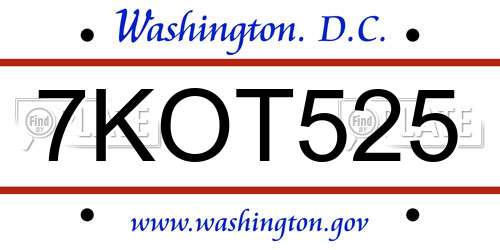 7KOT525 District Of Columbia License Plate