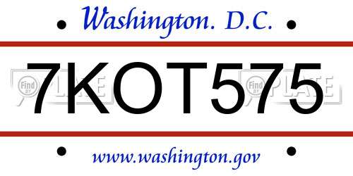7KOT575 District Of Columbia License Plate
