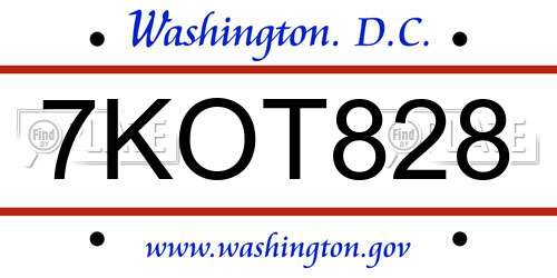 7KOT828 District Of Columbia License Plate