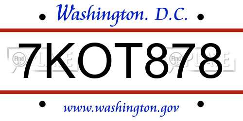 7KOT878 District Of Columbia License Plate