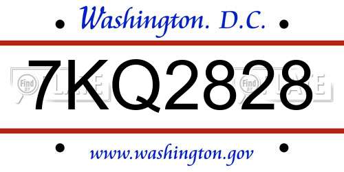 7KQ2828 District Of Columbia License Plate