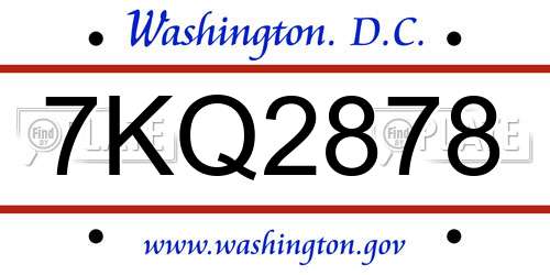 7KQ2878 District Of Columbia License Plate