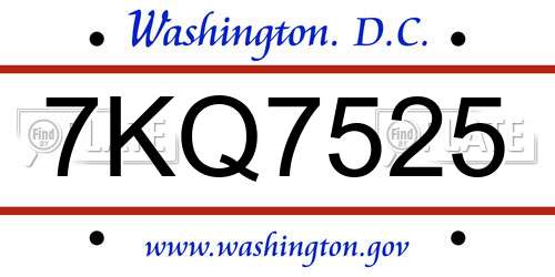 7KQ7525 District Of Columbia License Plate