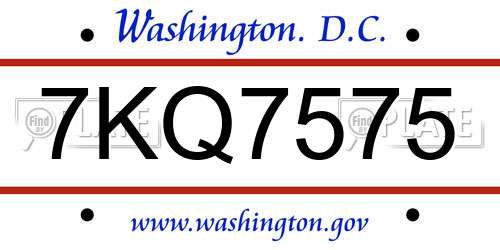 7KQ7575 District Of Columbia License Plate