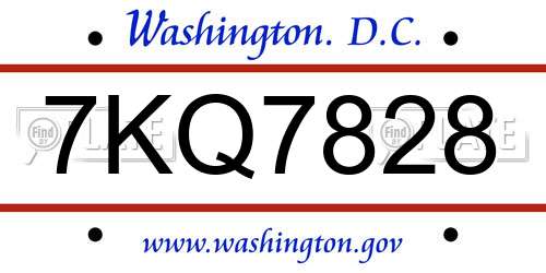 7KQ7828 District Of Columbia License Plate