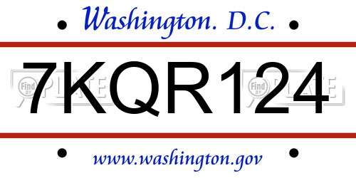 7KQR124 District Of Columbia License Plate