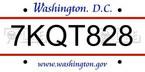 7KQT828 District Of Columbia License Plate