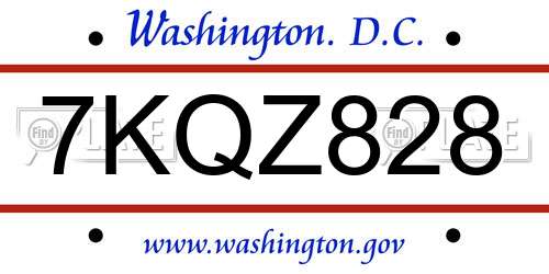 7KQZ828 District Of Columbia License Plate