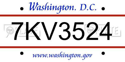7KV3524 District Of Columbia License Plate