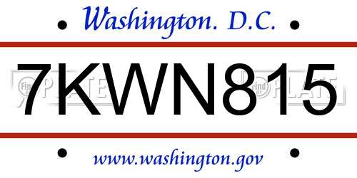 7KWN815 District Of Columbia License Plate