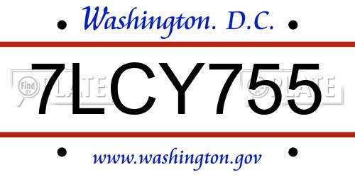 7LCY755 District Of Columbia License Plate