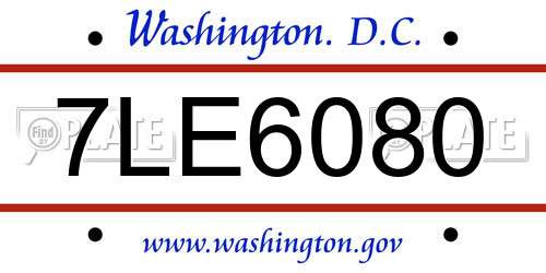 7LE6080 District Of Columbia License Plate