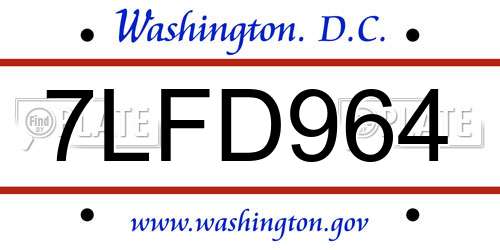 7LFD964 District Of Columbia License Plate