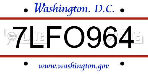 7LFO964 District Of Columbia License Plate