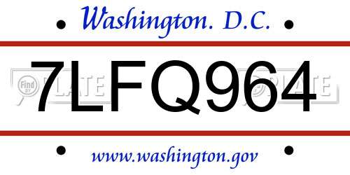 7LFQ964 District Of Columbia License Plate