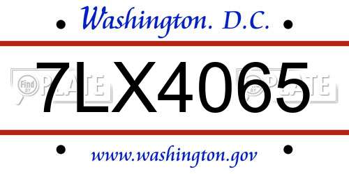 7LX4065 District Of Columbia License Plate
