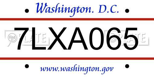 7LXA065 District Of Columbia License Plate