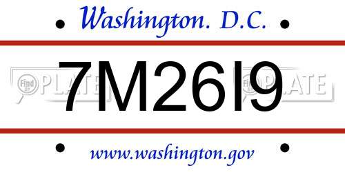 7M26I9 District Of Columbia License Plate